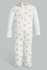 Redtag-Beige-And-White-Bear-Duangree-Sleep-Suit-With-Pocket-Sleepsuits-Baby-0 to 12 Months