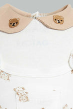 Load image into Gallery viewer, Redtag-Beige-And-White-Bear-Duangree-Sleep-Suit-With-Pocket-Sleepsuits-Baby-0 to 12 Months
