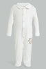 Redtag-White-Bear-Sleepsuit-Sleepsuits-Baby-0 to 12 Months