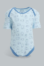 Load image into Gallery viewer, Redtag-Blue-Nbb-5Pk-Bodysuit-Bodysuits-Baby-0 to 12 Months
