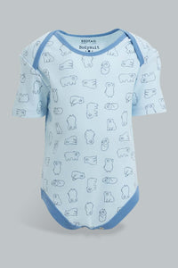 Redtag-Blue-Nbb-5Pk-Bodysuit-Bodysuits-Baby-0 to 12 Months