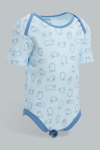 Redtag-Blue-Nbb-5Pk-Bodysuit-Bodysuits-Baby-0 to 12 Months
