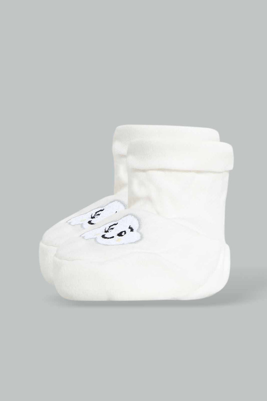 Redtag-White-Cloud-Pair-Of-Booties-Booties-Baby-0 to 12 Months