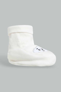 Redtag-White-Cloud-Pair-Of-Booties-Booties-Baby-0 to 12 Months