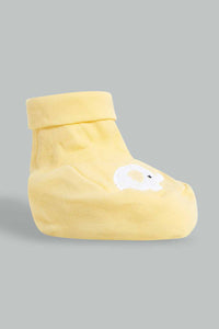 Redtag-Grey-And-Yellow-Elephant-Pair-Of-Booties-Booties-Baby-0 to 12 Months