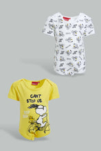 تنزيل الصورة على معرض الصور، Redtag-Yellow-Snoopy-2-Piece-Pack-Body-Suit-Bodysuits-Baby-0 to 12 Months
