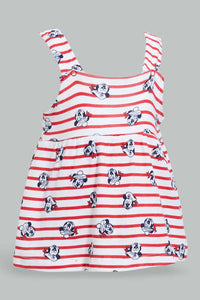 Redtag-Red-And-Navy-Minnie-Mouse-2-Pack-Dress-Dresses-Baby-0 to 12 Months