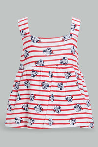 Redtag-Red-And-Navy-Minnie-Mouse-2-Pack-Dress-Dresses-Baby-0 to 12 Months