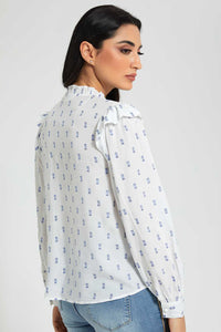 Redtag-White-Blue-Dobby-Blouse-Blouses-Women's-