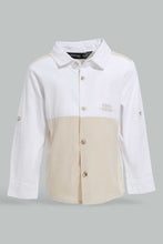 تنزيل الصورة على معرض الصور، Redtag-White-And-Grey-Cut-And-Sew-Shirt-With-Matching-Short-Set-Sets-Infant-Boys-3 to 24 Months
