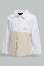 تنزيل الصورة على معرض الصور، Redtag-White-And-Grey-Cut-And-Sew-Shirt-With-Matching-Short-Set-Sets-Infant-Boys-3 to 24 Months
