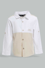 تنزيل الصورة على معرض الصور، Redtag-White-And-Grey-Cut-And-Sew-Shirt-With-Matching-Short-Set-Sets-Infant-Boys-3 to 24 Months
