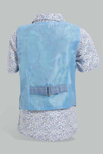 تنزيل الصورة على معرض الصور، Redtag-Blue-Vest-Coat-With-Printed-Short-Sleeve-Shirt-Set-Sets-Infant-Boys-3 to 24 Months
