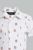 Redtag-White-Short-Slv-Shirt-With-Navy-Short-With-Suspender-Set-Sets-Infant-Boys-3 to 24 Months