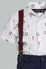 Redtag-White-Short-Slv-Shirt-With-Navy-Short-With-Suspender-Set-Sets-Infant-Boys-3 to 24 Months