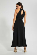 تنزيل الصورة على معرض الصور، Redtag-Black-Halterneck-Maxi-Dress-Dresses-Women&#39;s-
