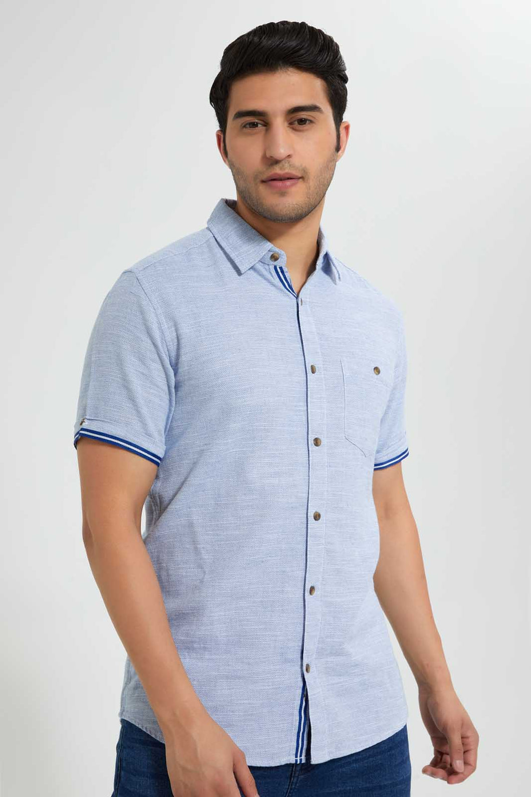 Redtag-Blue-Short-Sleeve-Shirt-Casual-Shirts-Men's-