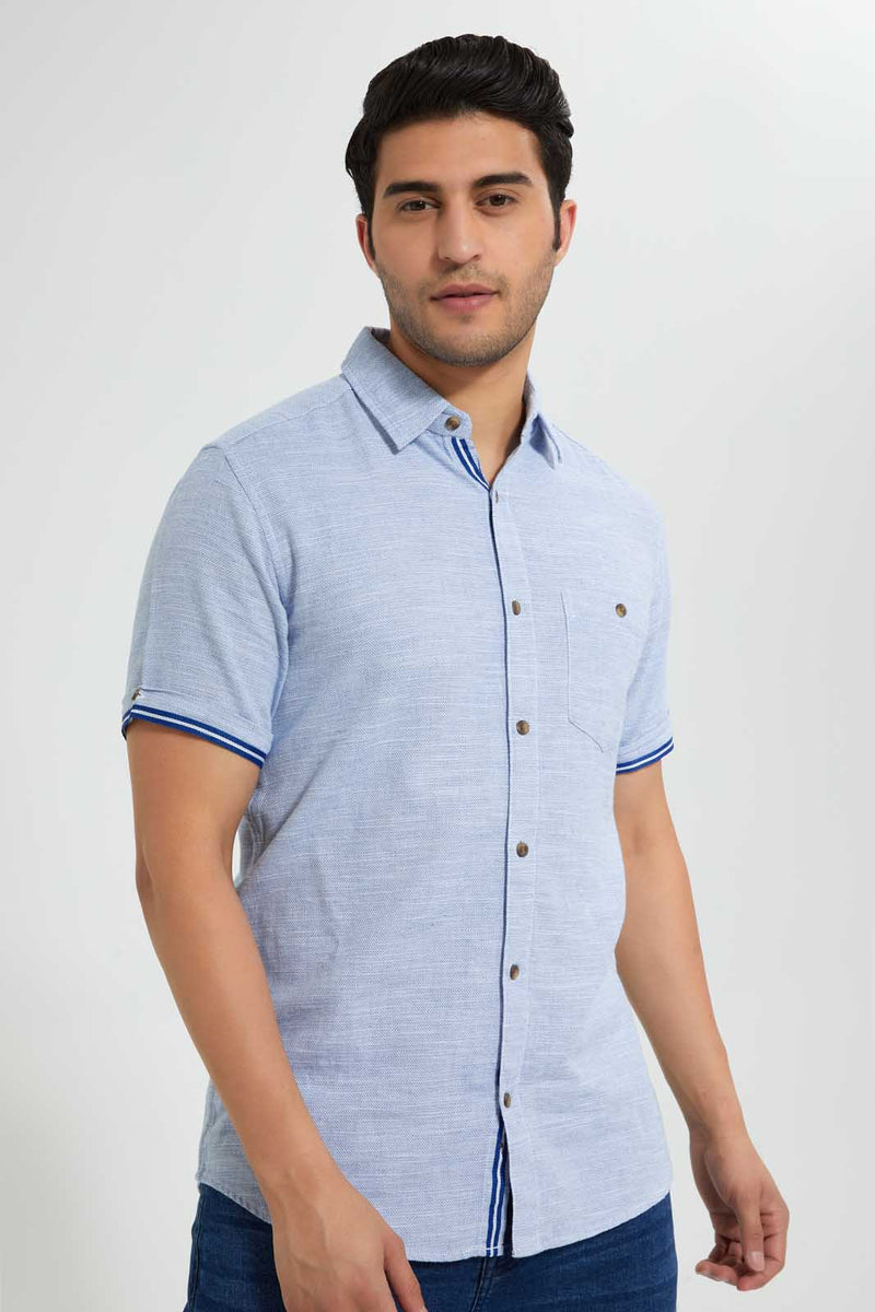 Redtag-Blue-Short-Sleeve-Shirt-Casual-Shirts-Men's-