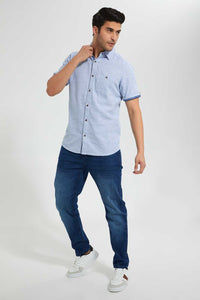 Redtag-Blue-Short-Sleeve-Shirt-Casual-Shirts-Men's-