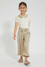 Load image into Gallery viewer, Redtag-Gold-Lurex-Jacquard-Trouser-Trousers-Girls-2 to 8 Years
