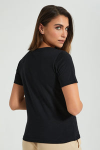 Redtag-Black-Printed-Shirt-Colour:Black,-Filter:Women's-Clothing,-Limited-Edition-T-Shirts,-New-In,-New-In-Women,-Non-Sale,-S22B,-Section:Women-Women's-