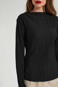 Redtag-Black-Pleated-Top-Tops-Women's-