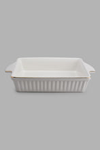 Load image into Gallery viewer, Redtag-White-Embossed-Rectangle-Serving-Dish-With-Gold-Rim-Category:Servewares,-Colour:White,-Filter:Home-Dining,-HMW-DIN-Sew-Serveware,-New-In,-New-In-HMW-DIN,-Non-Sale,-PERIGOLD,-S22C,-Section:Homewares-Home-Dining-
