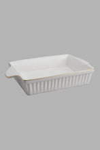 Load image into Gallery viewer, Redtag-White-Embossed-Rectangle-Serving-Dish-With-Gold-Rim-Category:Servewares,-Colour:White,-Filter:Home-Dining,-HMW-DIN-Sew-Serveware,-New-In,-New-In-HMW-DIN,-Non-Sale,-PERIGOLD,-S22C,-Section:Homewares-Home-Dining-
