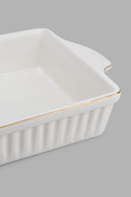 Load image into Gallery viewer, Redtag-White-Embossed-Rectangle-Serving-Dish-With-Gold-Rim-Category:Servewares,-Colour:White,-Filter:Home-Dining,-HMW-DIN-Sew-Serveware,-New-In,-New-In-HMW-DIN,-Non-Sale,-PERIGOLD,-S22C,-Section:Homewares-Home-Dining-
