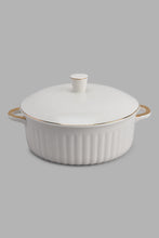 تنزيل الصورة على معرض الصور، Redtag-White-Embossed-Round-Casserole-With-Lid-&amp;-Gold-Rim-Category:Bakeware,-Colour:White,-Filter:Home-Dining,-HMW-DIN-Sew-Serveware,-New-In,-New-In-HMW-DIN,-Non-Sale,-PERIGOLD,-S22C,-Section:Homewares-Home-Dining-
