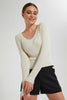 Beige Textured Long Sleeve Top