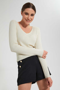 Beige Textured Long Sleeve Top