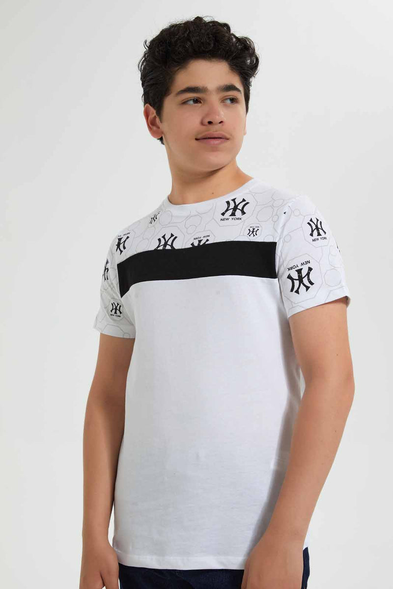 Redtag-White-Ny-T-Shirt-Graphic-T-Shirts-Senior-Boys-9 to 14 Years