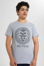 Load image into Gallery viewer, Redtag-Grey-Lion-Face-T-Shirt-Graphic-T-Shirts-Senior-Boys-9 to 14 Years
