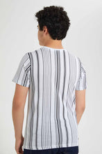 Load image into Gallery viewer, Redtag-White-New-York-Stripe-T-Shirt-Striped-T-Shirts-Senior-Boys-9 to 14 Years
