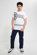 Load image into Gallery viewer, Redtag-White-Lion-Roar-Ambition-T-Shirt-Graphic-T-Shirts-Senior-Boys-9 to 14 Years
