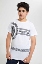 Load image into Gallery viewer, Redtag-White-Lion-Roar-Ambition-T-Shirt-Graphic-T-Shirts-Senior-Boys-9 to 14 Years
