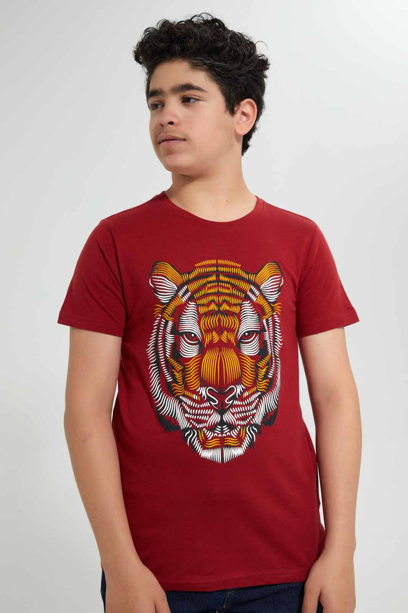 Redtag-Red-Lion-Hd-Face-T-Shirt-Graphic-T-Shirts-Senior-Boys-9 to 14 Years