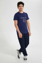 Load image into Gallery viewer, Redtag-Navy-Hd-Text-T-Shirt-Graphic-T-Shirts-Senior-Boys-9 to 14 Years
