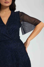 تنزيل الصورة على معرض الصور، Redtag-Navy-Shimmery-Plisse-Maxi-Dress-Dresses-Women&#39;s-
