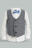 Redtag-Grey-Vest-Coat-With-White-Shirt-Long-Sleeve-Set-Sets-Infant-Boys-3 to 24 Months