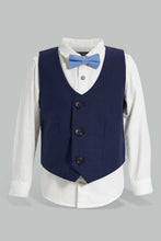 تنزيل الصورة على معرض الصور، Redtag-Navy-Vest-With-White-Shirt-Long-Sleeve-Set-Sets-Infant-Boys-3 to 24 Months
