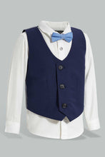 تنزيل الصورة على معرض الصور، Redtag-Navy-Vest-With-White-Shirt-Long-Sleeve-Set-Sets-Infant-Boys-3 to 24 Months
