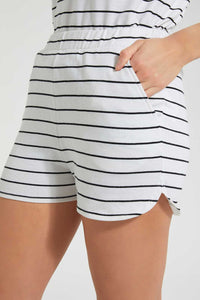 Redtag-Assorted-French-Terry-Striped-Short-Loungewear-Shorts-Women's-