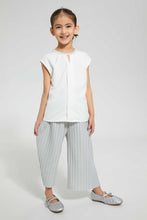 Load image into Gallery viewer, Redtag-Silver-Pleated-Trouser-Trousers-Girls-2 to 8 Years
