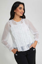 Load image into Gallery viewer, Redtag-White-Dobby-Front-Detail-Blouse-Blouses-Women&#39;s-
