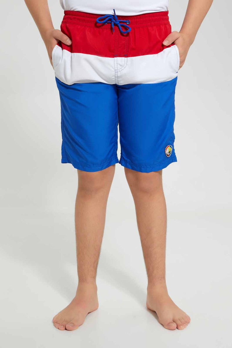 Redtag-Assorted-Color-Block-Board-Short-Swim-Shorts-Senior-Boys-9 to 14 Years