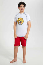 تنزيل الصورة على معرض الصور، Redtag-White-Lion-Rashguard-T-Shirt-Graphic-T-Shirts-Senior-Boys-9 to 14 Years
