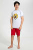 Redtag-White-Lion-Rashguard-T-Shirt-Graphic-T-Shirts-Senior-Boys-9 to 14 Years
