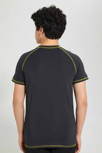 Redtag-Black-Gamer-Rashguard-Graphic-T-Shirts-Senior-Boys-9 to 14 Years